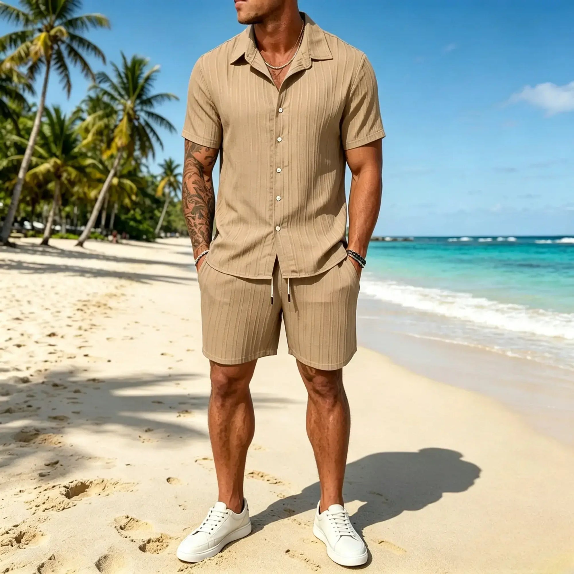 Mivanity Leisure Textured Shirt Sets