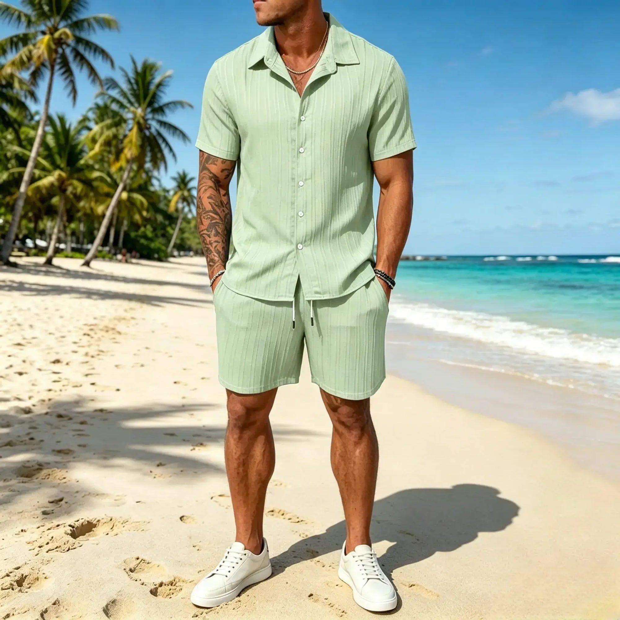 Mivanity Leisure Textured Shirt Sets