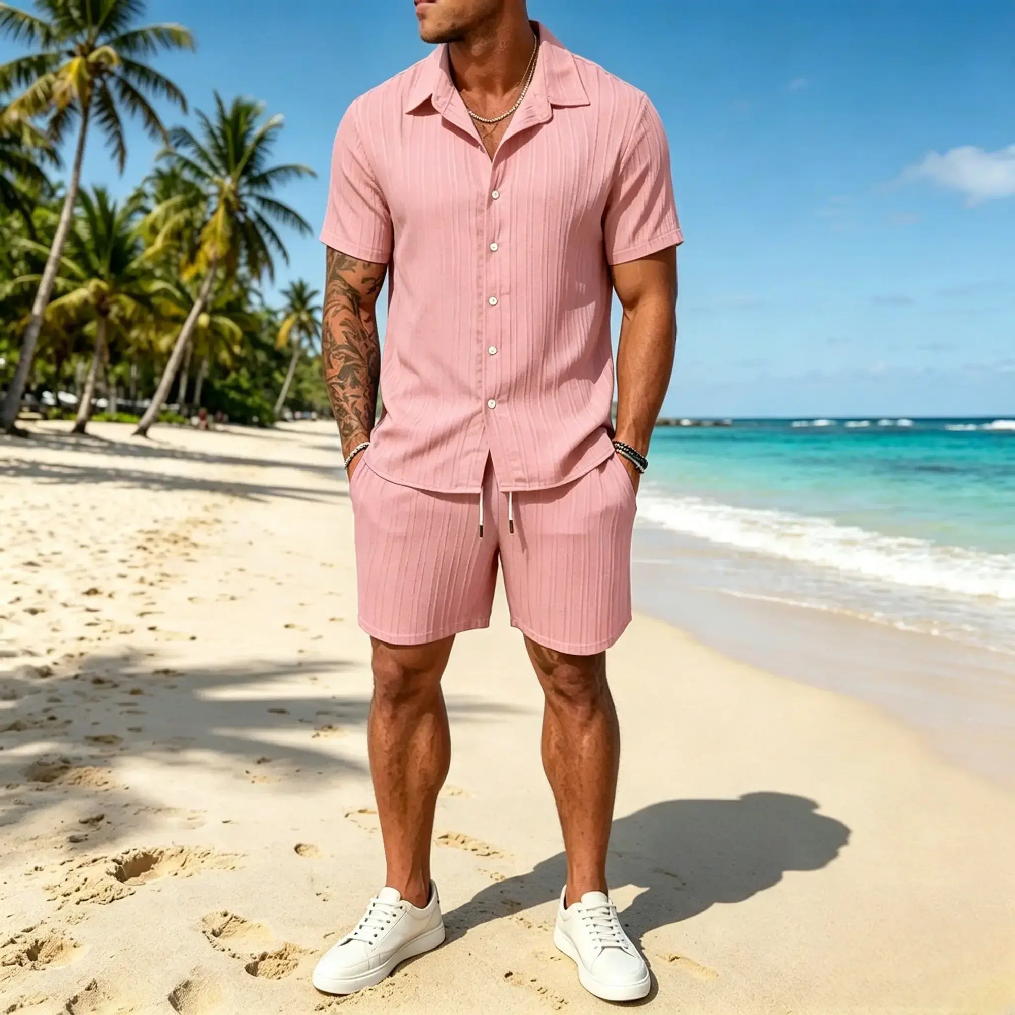 Mivanity Leisure Textured Shirt Sets