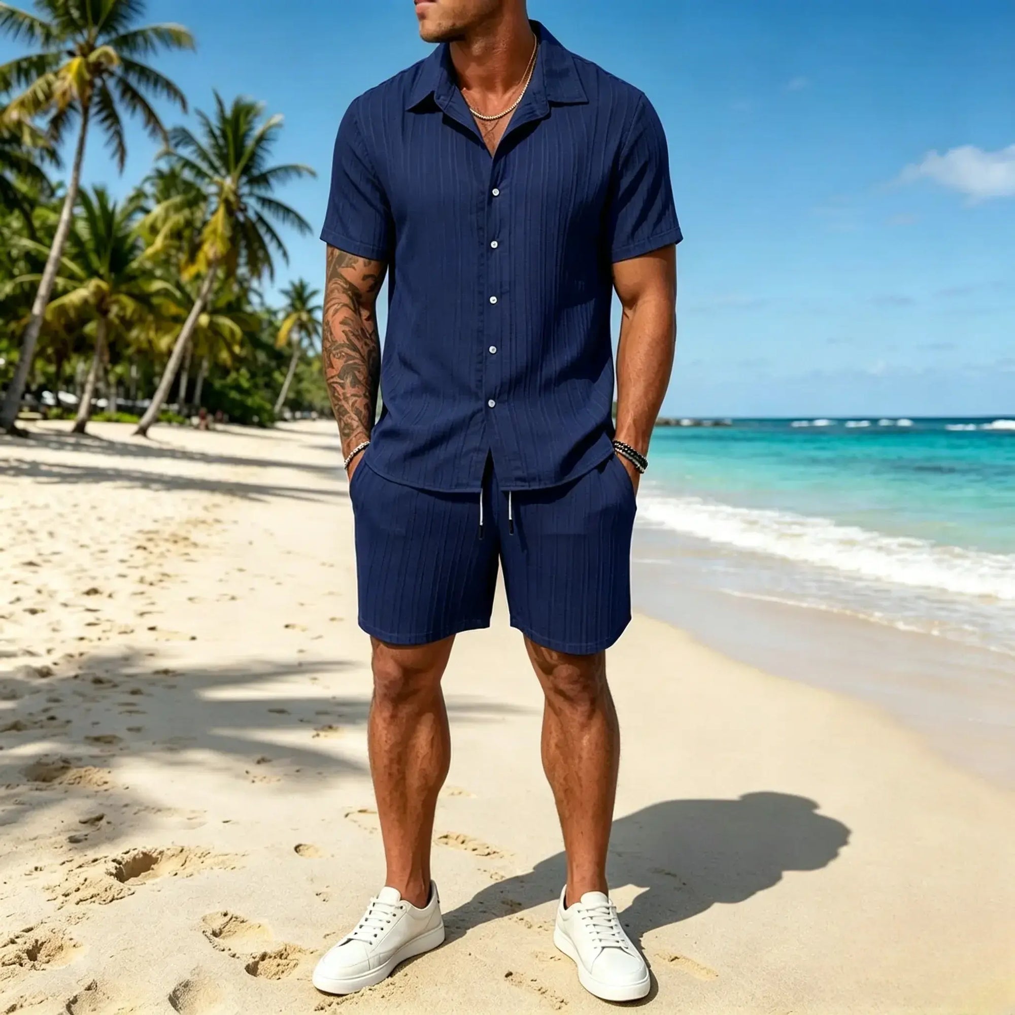 Mivanity Leisure Textured Shirt Sets