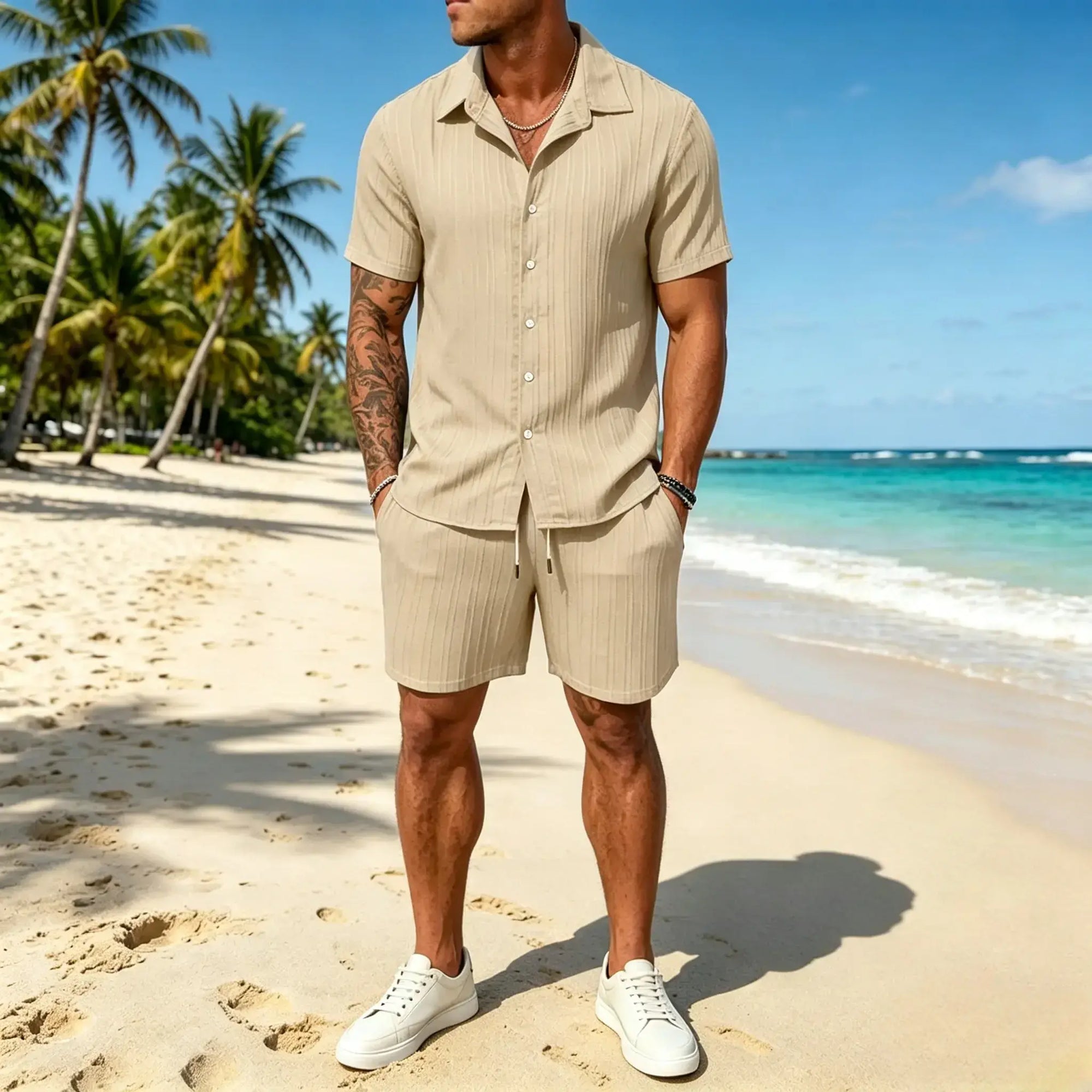 Mivanity Leisure Textured Shirt Sets