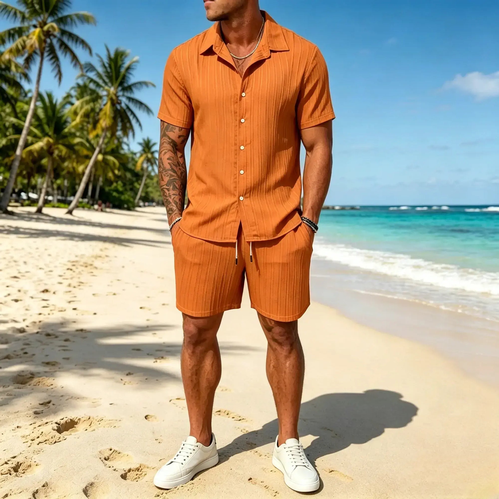 Mivanity Leisure Textured Shirt Sets