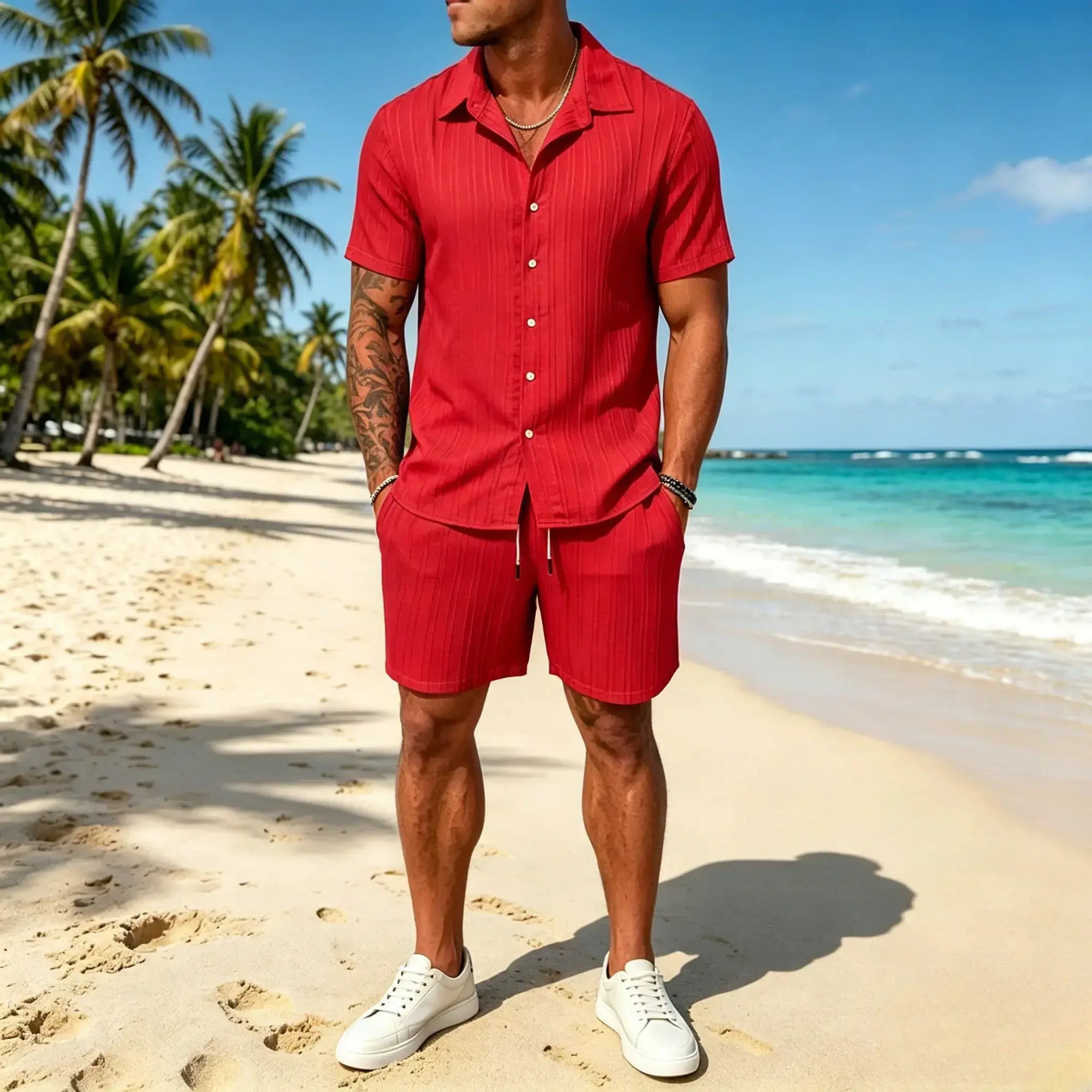 Mivanity Leisure Textured Shirt Sets