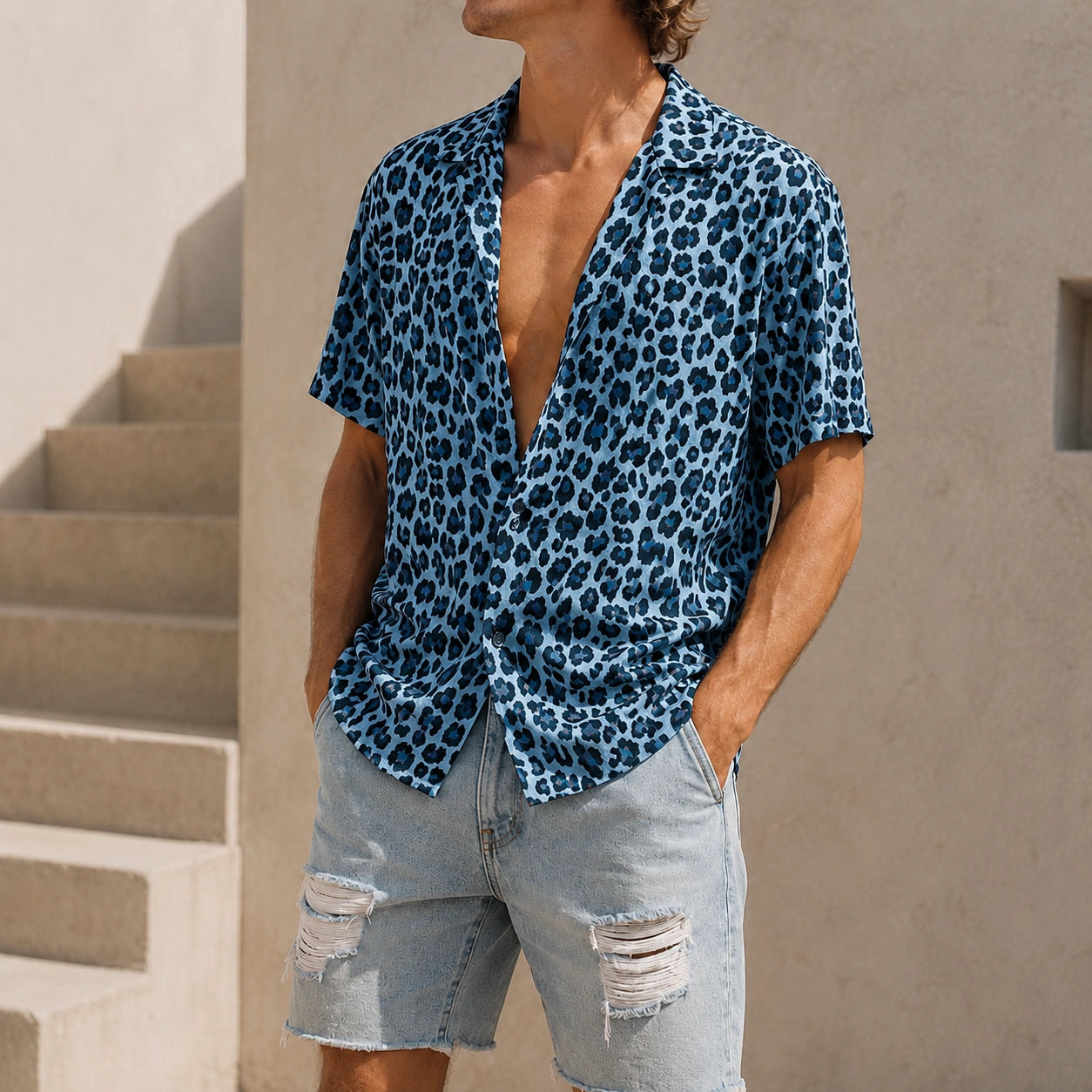 Mivanity Leopard Print Short-Sleeve Casual Shirts