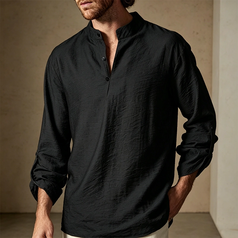 Mivanity Linen Henry Long Sleeve Beach Shirts