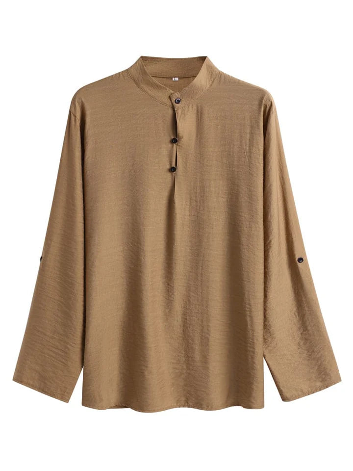 Mivanity Linen Henry Long Sleeve Beach Shirts