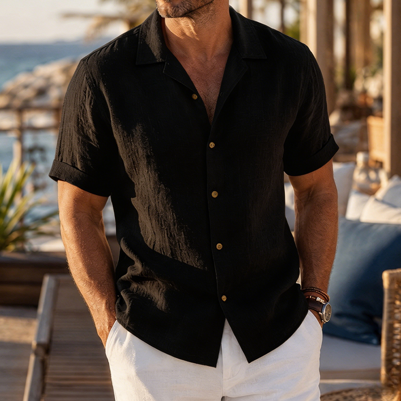 Mivanity Linen Short Sleeve Button Down Shirt