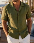 Mivanity Linen Short Sleeve Button Down Shirt