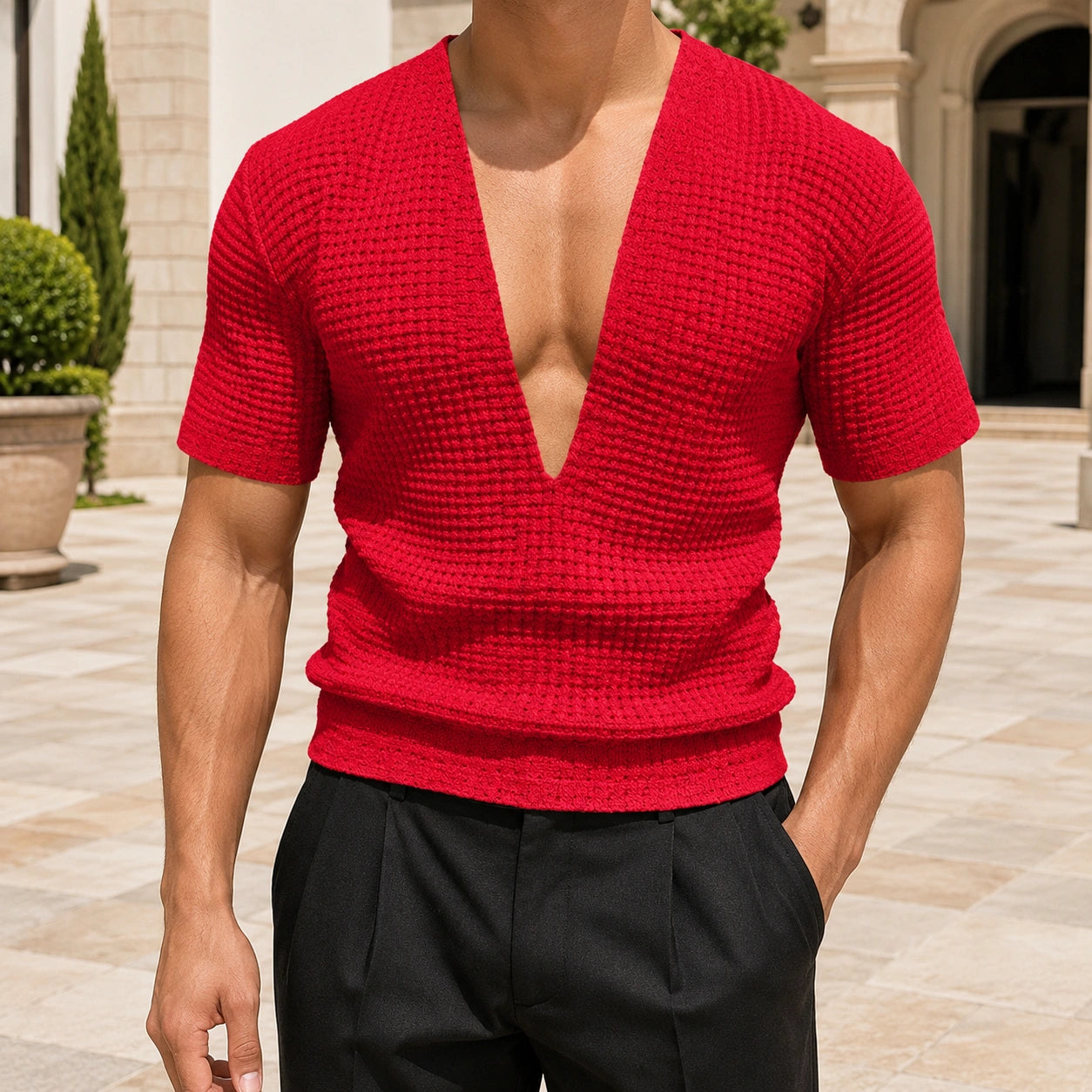 Mivanity Men's Athletic ACross-Border V-Neck T-Shirts