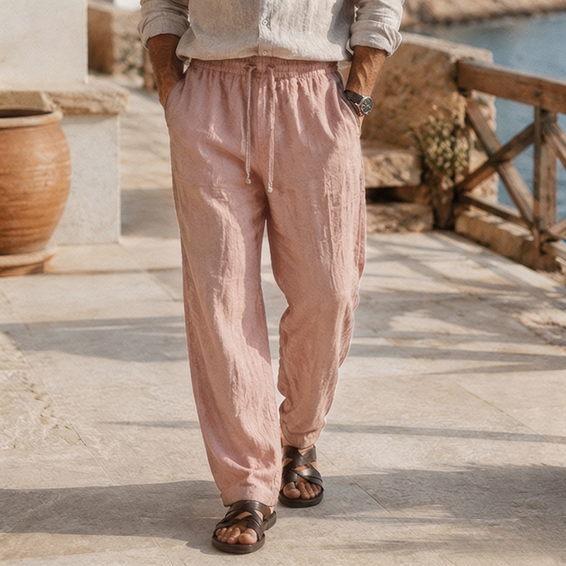 Mivanity Men's Beach Vacation Loose-Fit Lightweight Linen Trousers
