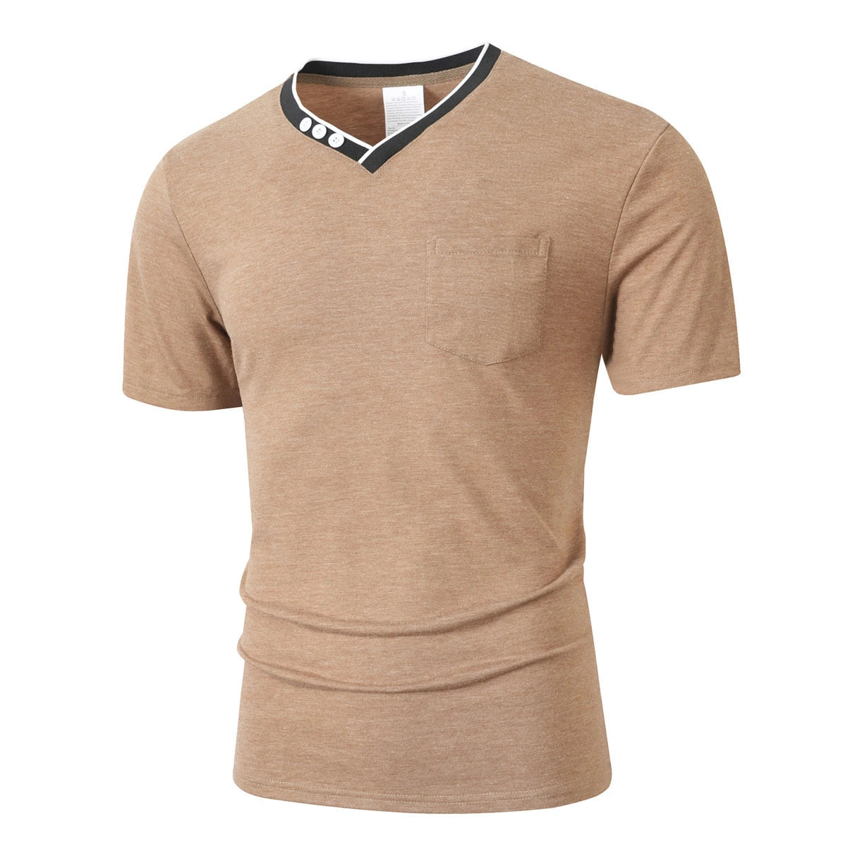 Mivanity Men's Border Cotton-Linen Henley Polo Shirts