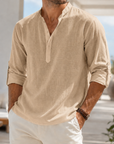 Mivanity Men's Breathable Linen Look Henley Shirt