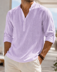 Mivanity Men's Breathable Linen Look Henley Shirt