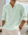 Mivanity Men's Breathable Linen Look Henley Shirt