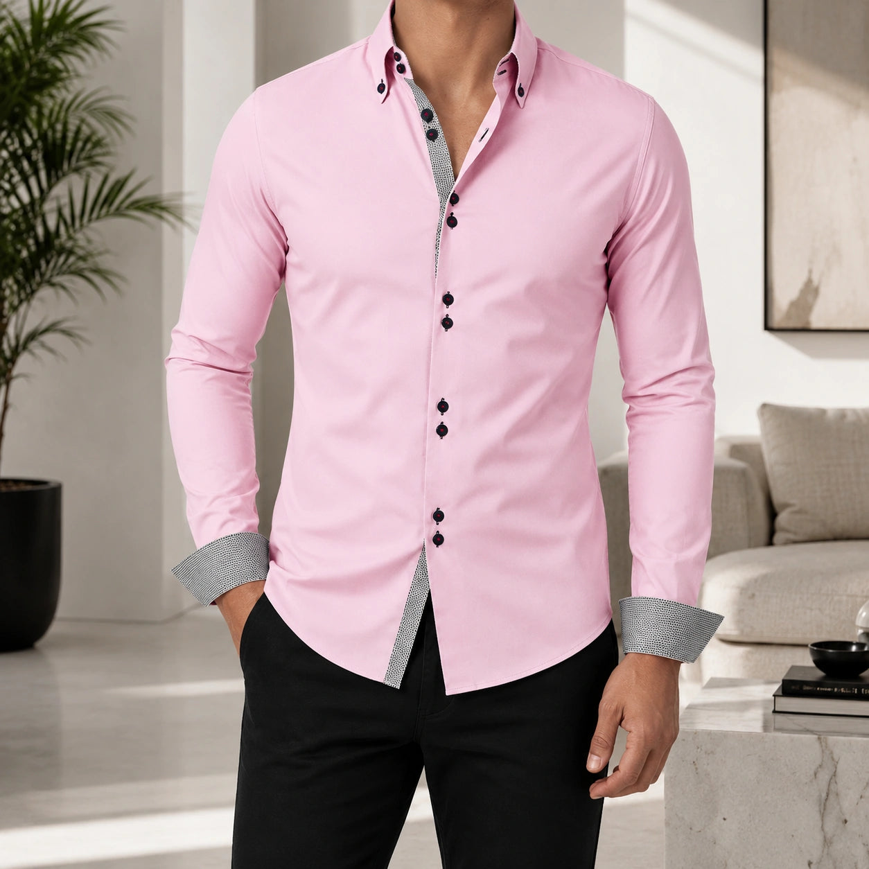 Mivanity Men's Business Breathable Casual Long-Sleeve Shirts