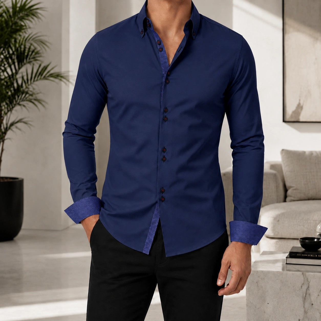 Mivanity Men's Business Breathable Casual Long-Sleeve Shirts