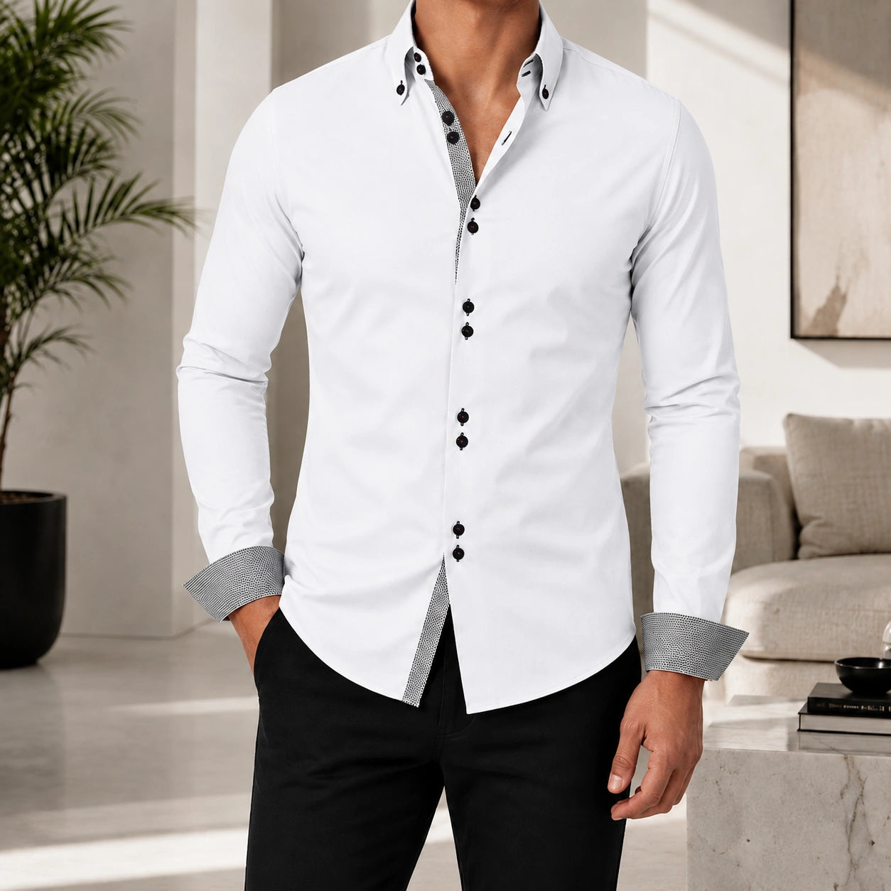 Mivanity Men's Business Breathable Casual Long-Sleeve Shirts
