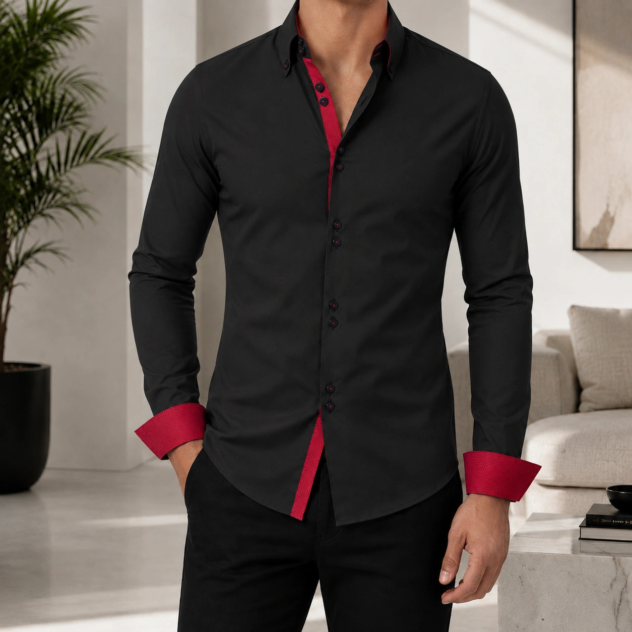 Mivanity Men's Business Breathable Casual Long-Sleeve Shirts