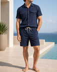 Mivanity Men's Cargo Corduroy Shirt Shorts Sets
