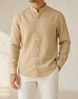 Mivanity Men's Casual Business Smart Casual Essential Linen Shirts
