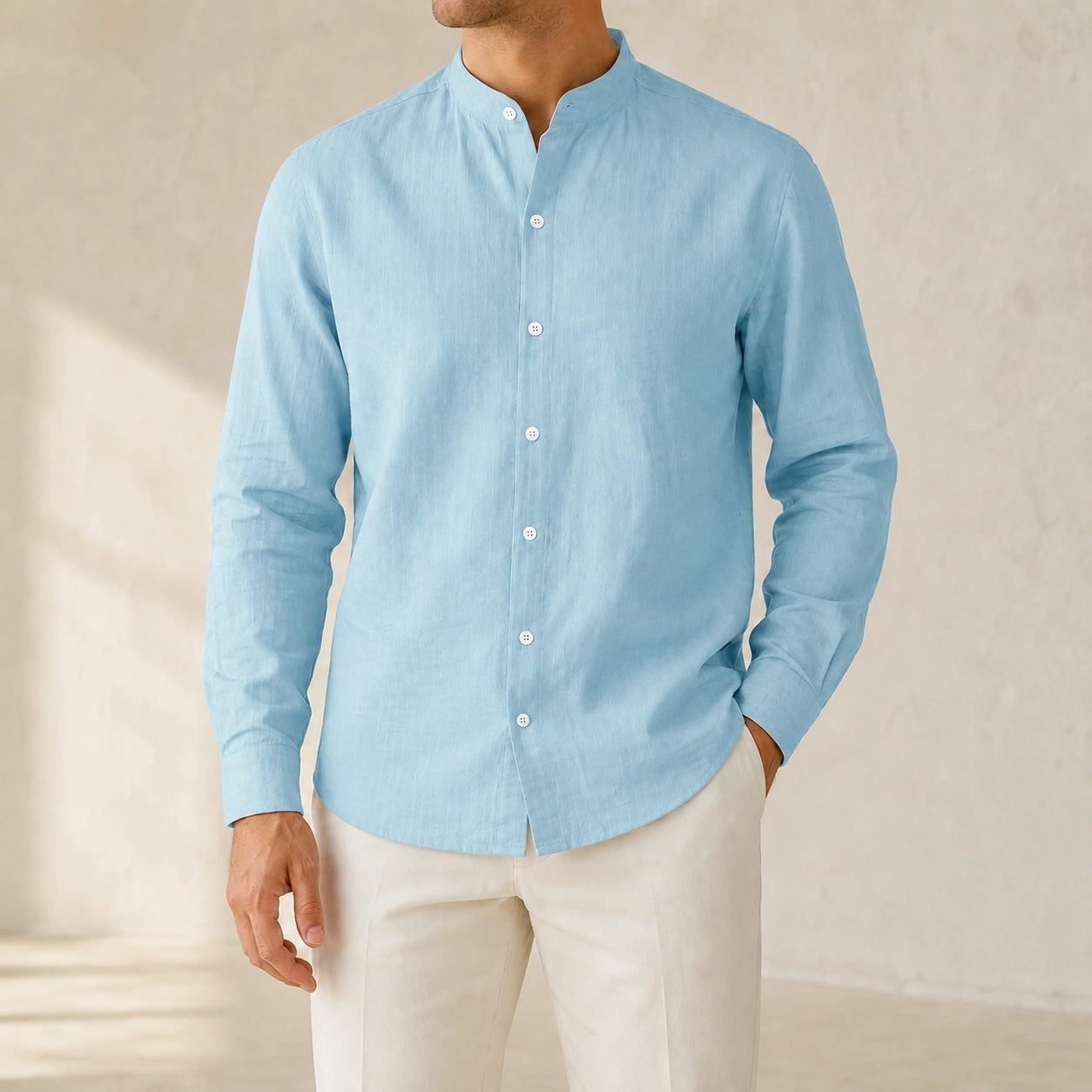 Mivanity Men's Casual Business Smart Casual Essential Linen Shirts