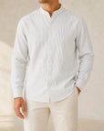 Mivanity Men's Casual Business Smart Casual Essential Linen Shirts