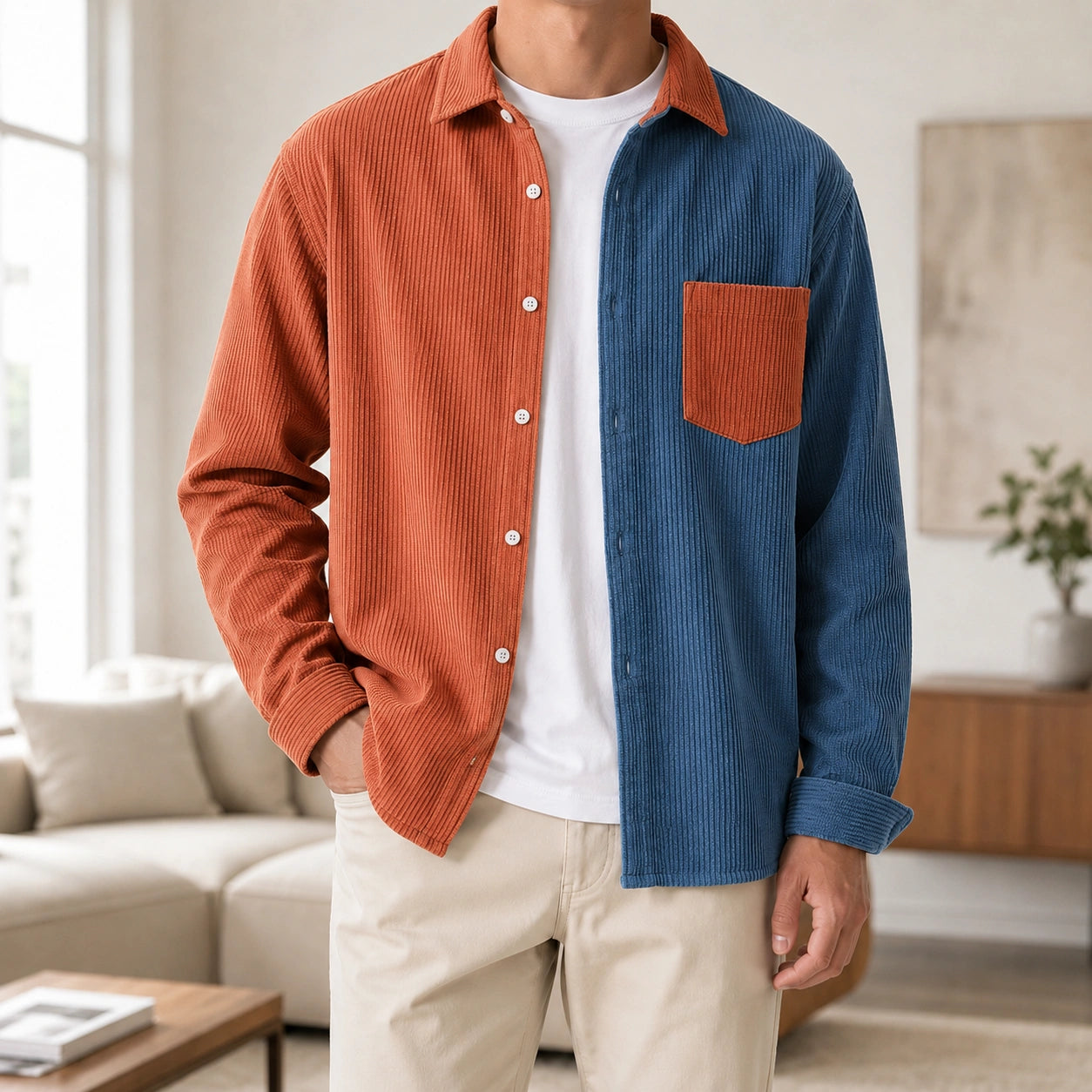 Mivanity Men's Casual Corduroy Long-Sleeve Shirts