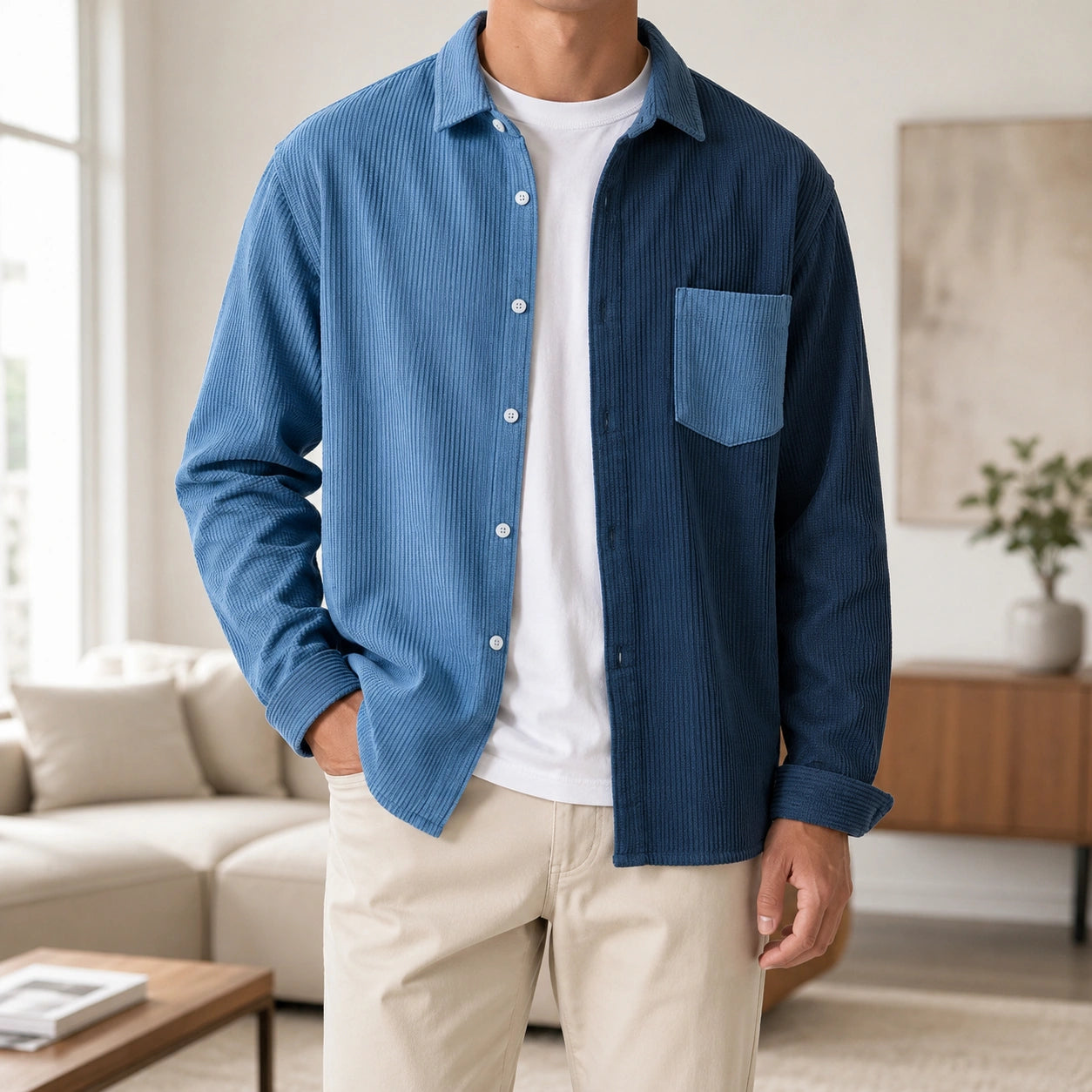 Mivanity Men's Casual Corduroy Long-Sleeve Shirts
