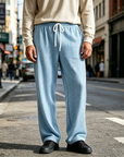 Mivanity Men's Casual Daily Solid Color Texture Loose Trousers