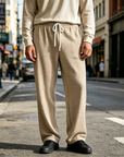 Mivanity Men's Casual Daily Solid Color Texture Loose Trousers