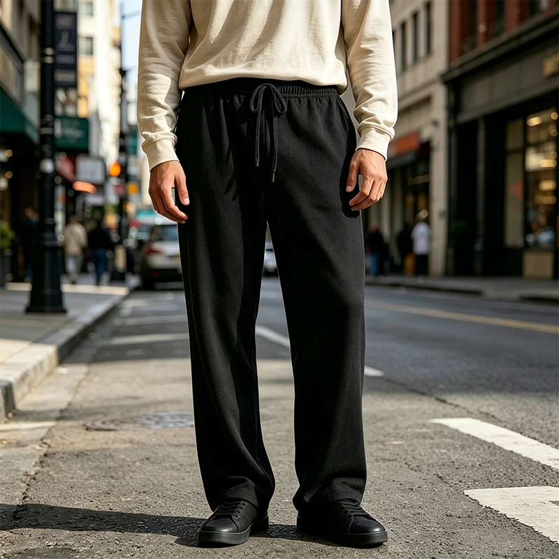 Mivanity Men's Casual Daily Solid Color Texture Loose Trousers