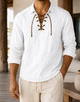 Mivanity Men's Casual Drawstring Linen Shirts