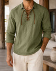 Mivanity Men's Casual Drawstring Linen Shirts