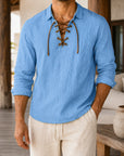 Mivanity Men's Casual Drawstring Linen Shirts