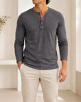 Mivanity Men's Casual Henley Long-Sleeve T-Shirts
