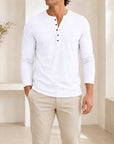 Mivanity Men's Casual Henley Long-Sleeve T-Shirts