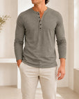 Mivanity Men's Casual Henley Long-Sleeve T-Shirts