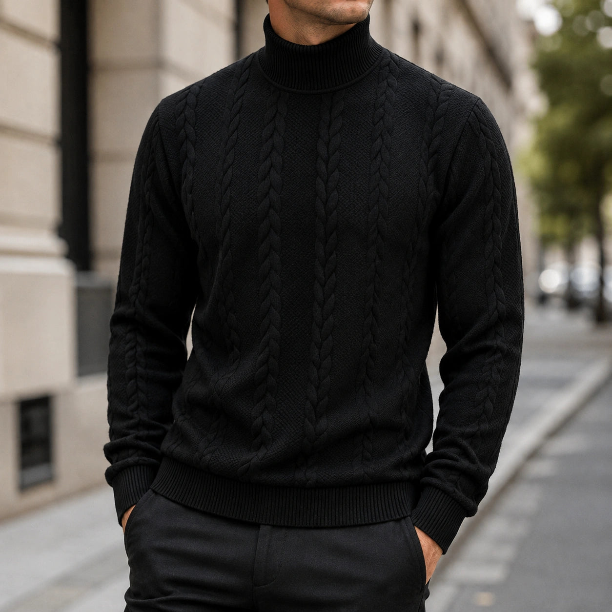 Mivanity Men's Casual High Collar Jacquard Sweatshirts