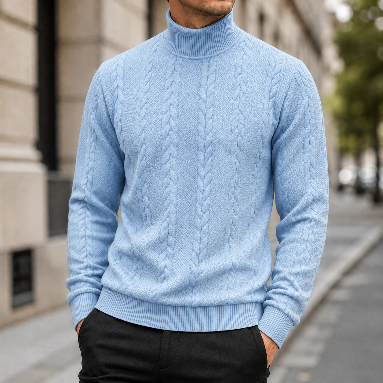 Mivanity Men's Casual High Collar Jacquard Sweatshirts