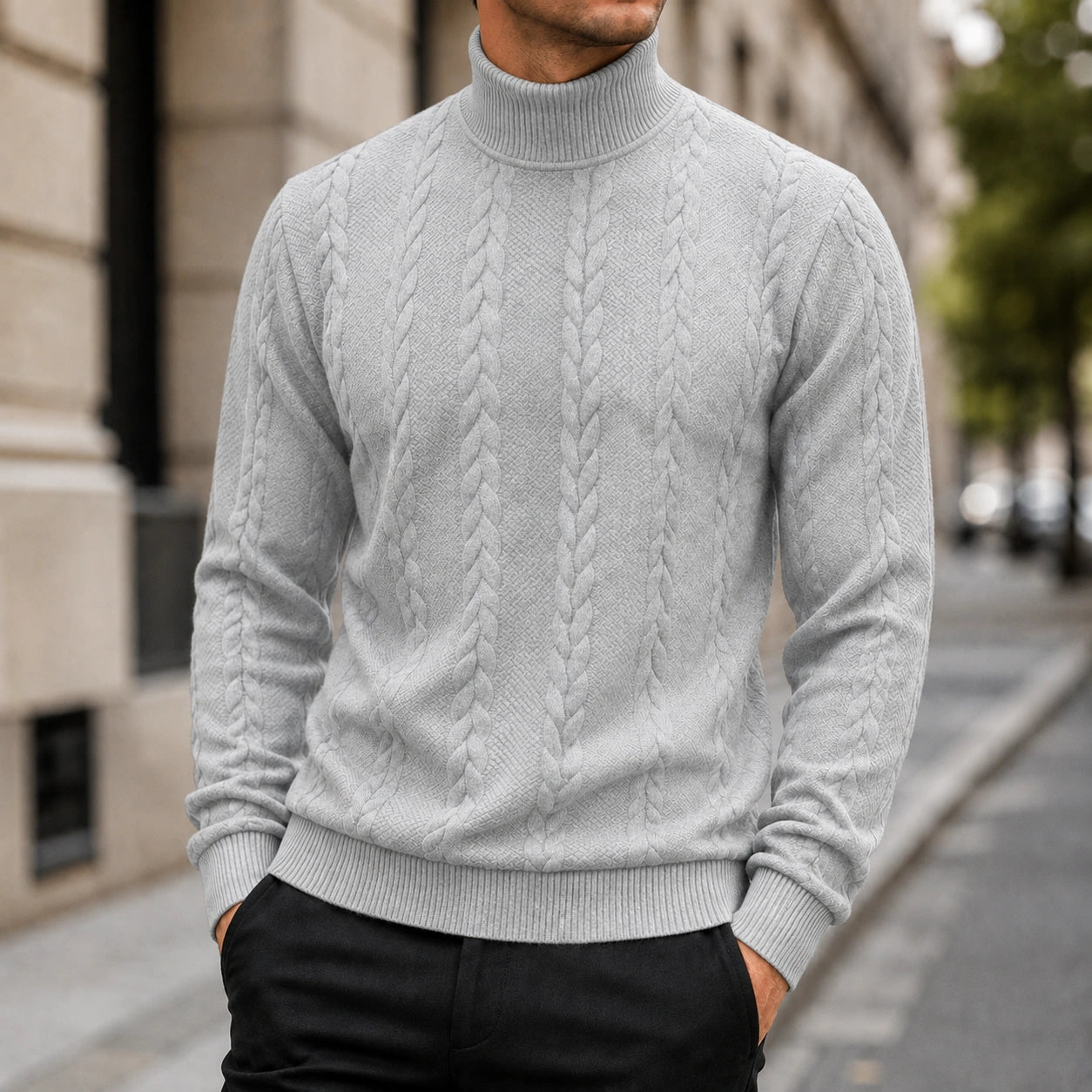 Mivanity Men's Casual High Collar Jacquard Sweatshirts