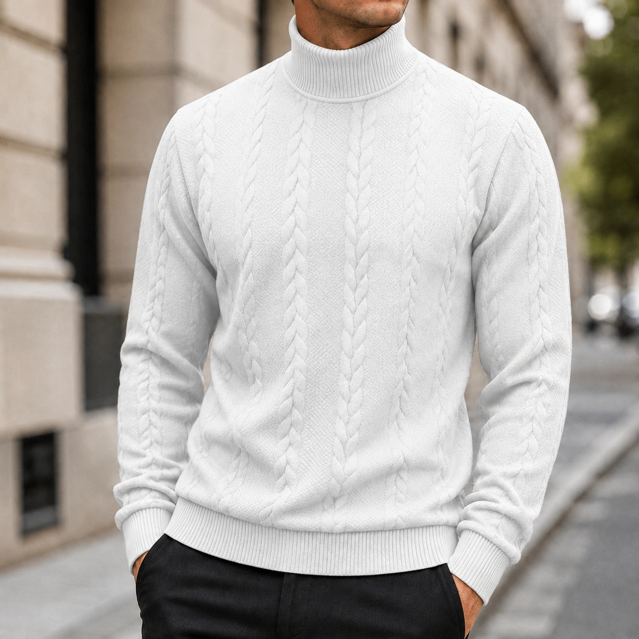 Mivanity Men's Casual High Collar Jacquard Sweatshirts