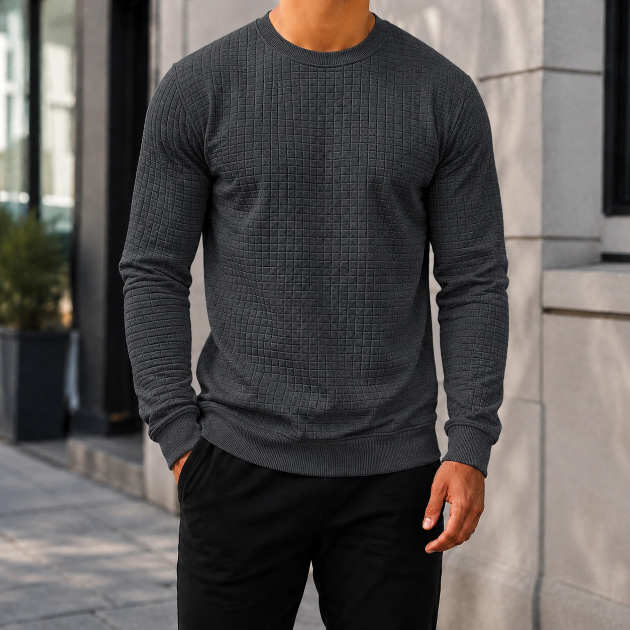 Mivanity Men's Casual Plaid Pullover Sweatshirts