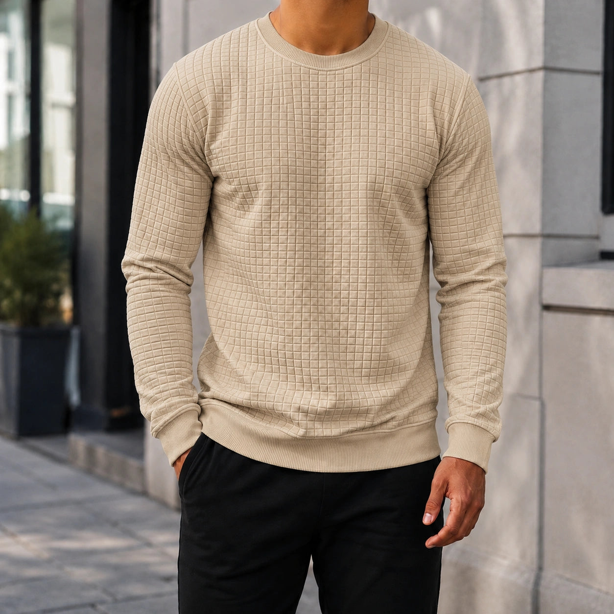 Mivanity Men's Casual Plaid Pullover Sweatshirts
