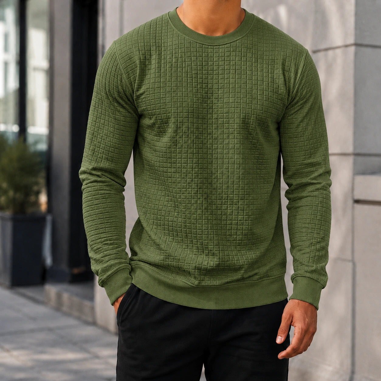 Mivanity Men's Casual Plaid Pullover Sweatshirts