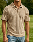 Mivanity Men's Casual Retro Jacquard Striped Casual Shirt