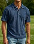 Mivanity Men's Casual Retro Jacquard Striped Casual Shirt
