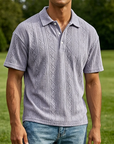 Mivanity Men's Casual Retro Jacquard Striped Casual Shirt