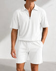 Mivanity Men's Casual Short-Sleeve Drawstring Shorts Sets
