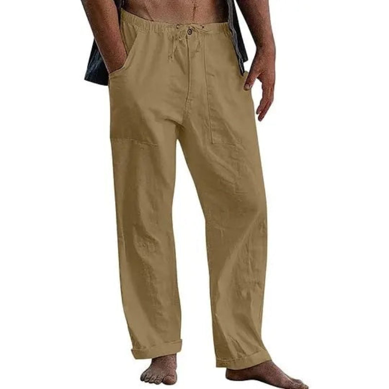 Mivanity Men's Casual Solid Color Cotton Linen Pants