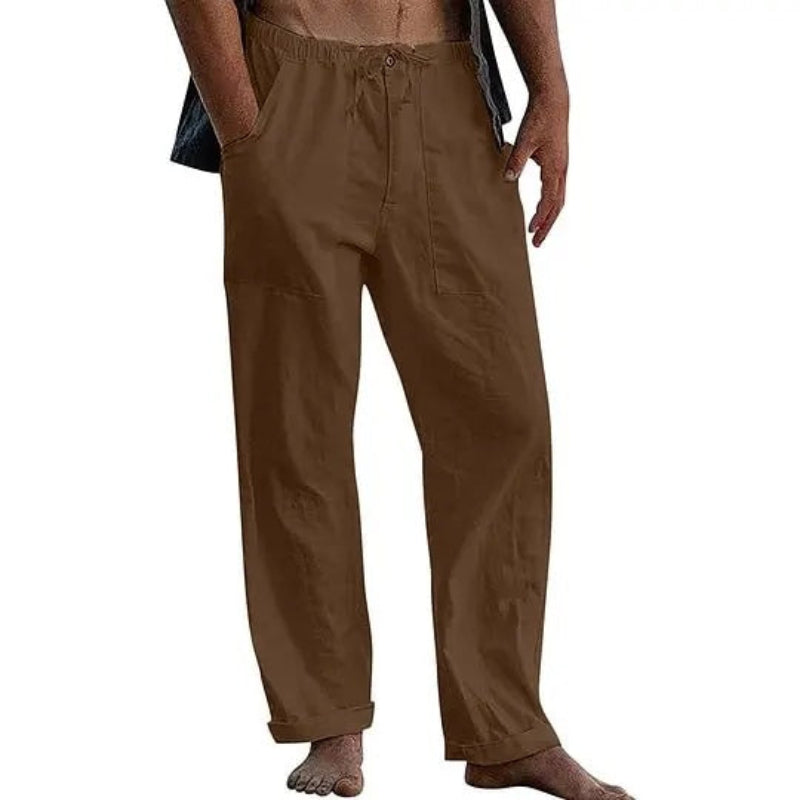 Mivanity Men's Casual Solid Color Cotton Linen Pants
